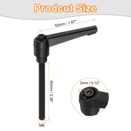 sourcing map 4Pcs M6 x 60mm Adjustable Knobs Handle Male Thread Push Button Ratchet Quick Release Locking Rotating Bolt for Lathe Machinery, Black