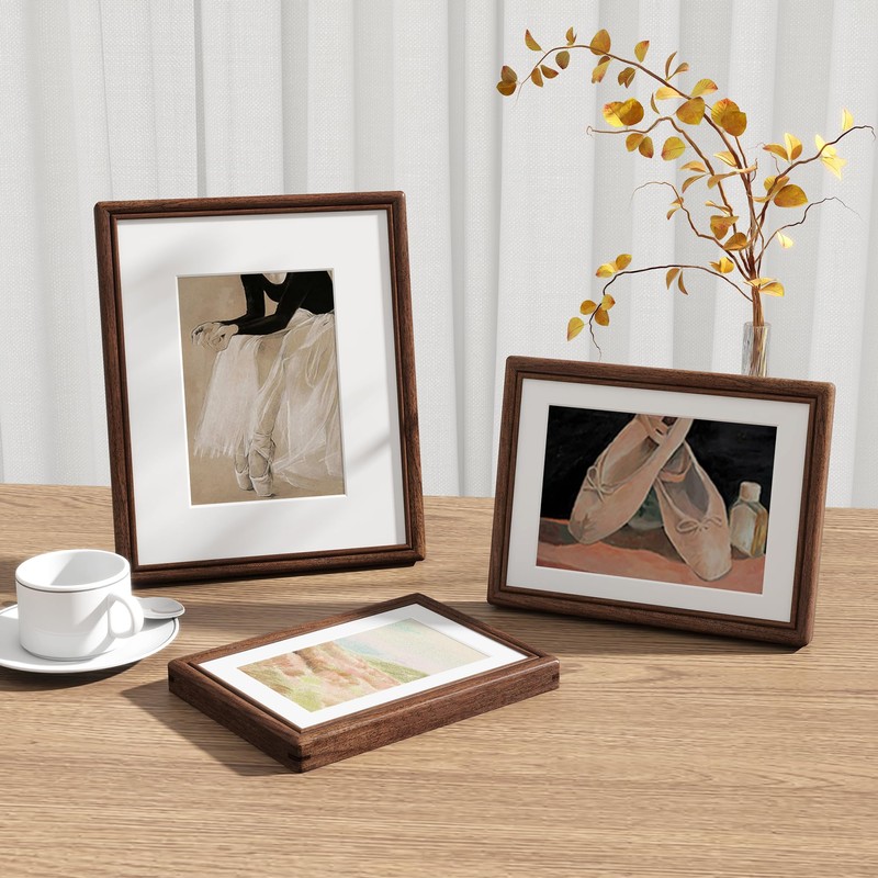 RICHFOCUS 8.5x11 Picture Frame, Natural Solid Walnut Wood Picture Frame