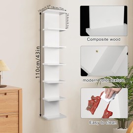 Hlimior 2 Pack 7 Tier Wall Shelf Unit - Lack Floating Shelf, Compact Display Floating Shelf, Vertical Column Wall Decor Mount Floating Storage Organizer Tall Tower Shelf for Bedrooms, Living Rooms