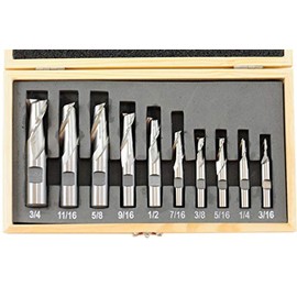 Shars 3/16-3/4" 2 Flute HSS Single End Center Cut End Mill Set 10PCS 404-5873 M