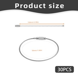 Pack of 30 Stainless Steel Key Rings Made of Wire Rope Robust Key Ring Twist Clasp, Multifunctional Key Ring for Keychain, Luggage Tag, Outdoor Activities, Silver, Durable, silver