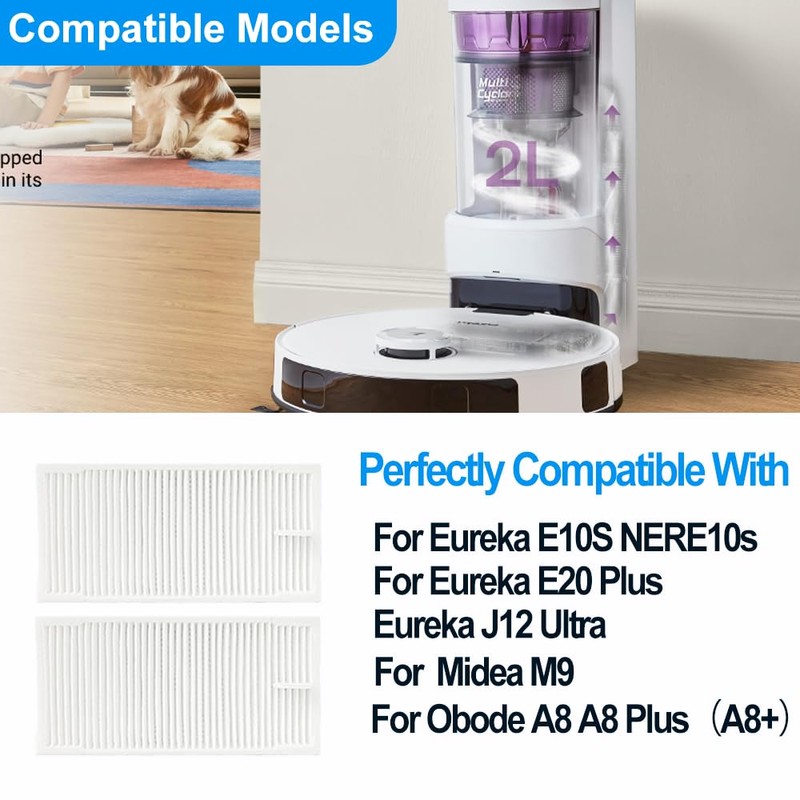 4 HEPA Filters Replacement for EUREKA E10s,E20Plu,J12 Ultra,Midea M9,Obode A8