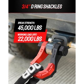 DAYDOOR 3/4" D Ring Shackles, Heavy Duty D Ring Shackles with 7/8 Pin, 45,000 lbs Break Strength Easy Open Towing Shackle for Off-Road Recovery, Winch, Trucks, Jeep, SUV & ATV (2 Pack)(Red)