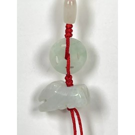 Unbranded Hand Carved Natural Jade Chinese Zodiac Horse Pendant Knotted CellPhone Charm