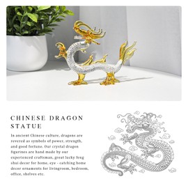 LONGWIN Crystal Dragon Statue Hand Blown Glass Chinese Dragon Figurines Lucky Feng Shui Home Decor 5.9 Inch