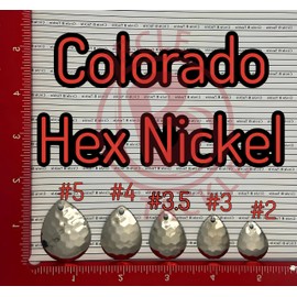 Colorado Nickel Hex Spinner Blades for Lure Making Supplies, DIY Lure Parts for Spinnerbait Inline Spinner Blades Made in USA 25 Pack Size #5 - #2 Nickel Colorado Blade (Colorado Nickel Hex 25Pk #2)