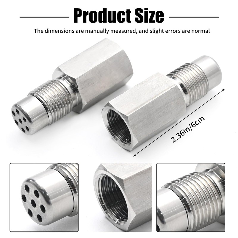 UOIENRT 2pcs Universal O2 Oxygen Sensor Adapter Mini Catalytic Converter