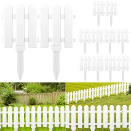 ELECLAND 12 Pieces Garden Fence with 12 Pieces Fence Insert White Plastic Fence Garden Picket Fence Edgings Lawn Flowerbeds Plant Borders Decorative Garden Yard