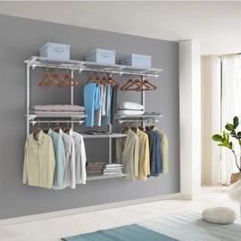 Costway Custom Closet Organizer Kit Adjustable Wall-Mounted Closet System W/ Hanging Rod