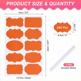 PATIKIL 240 Pcs Chalkboard Labels for Jars, 2" x 3" Self Adhesive Blank Gift Stickers All Purpose Name Tags Sticker with Marker for Present, Canning, Bottle, Food Containers, Light Orange