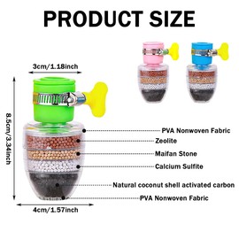 3PCS Water Tap Filter,PVC Faucet Water Filter,Activated Carbon Kitchen Tap Filter for Home Kitchen Bathroom