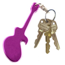 Custom Purple GUITAR Keychain Bottle Opener - Black Blue Green Purple or Red - 1-100 Packs
