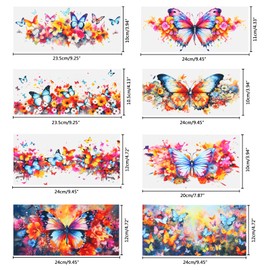 8 Sheets Butterfly Theme UV DTF Cup Wrap Transfer for Glass Rub on Transfers for Crafts Waterproof Transfer Stickers for 16oz Libbey Glass Cups