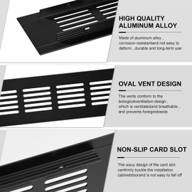 Ventilation Grille, Aluminium Ventilation Grille, Rectangular Exhaust Grille, Corrosion Protection with Screws for Ventilation of Cabinets and Bedrooms, Black, 35 x 5 cm