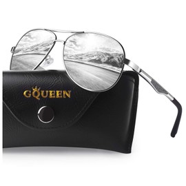 GQUEEN Classic Military Style Pilot Polarized Sunglasses Spring Hinges Al-Mg for Mens Womens MOS1
