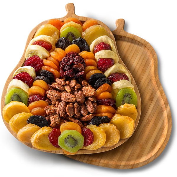 Golden State Fruit Dried Fruit and Nuts on Pear Shaped Serving Tray