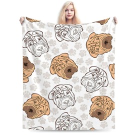Brown White Shar Pei Throw Blanket All Year Round Light Weight Warm Super Soft Plush for Air-Conditioned Room Bedding Luxury Throw Blanket Blankets for Bedroom Living Rooms Sofa Couch