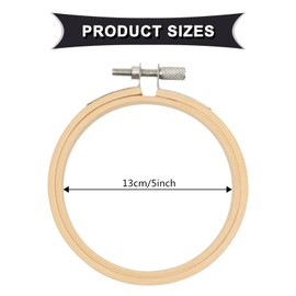 QLOUNI 12 Pcs 5 Inch Bamboo Embroidery Hoops Set, Wooden Round Cross Stitch Hoops Adjustable Mini Sewing Circle Hoop Rings Bulk for Home Ornaments and Art Craft Handy Sewing
