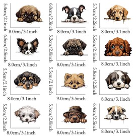 12pcs Peeking Dog Iron on Transfers Heat Transfer Decals Iron on Transfers for T Shirts Patches Sticker for Clothes Pillow Covers DIY Appliques