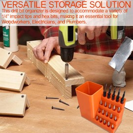 Drill Bit Organizer Screwdriver Bits Holder Storage Tool Box - 20/50 Hole Capacity,for 1/4" Impact Tips,3D Printed PLA Material,with Power Drill Holder (50 Hole)