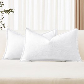 Artscope Set of 2 Cushion Covers, Plain Throw Cushion Cover, Linen Cushion Cover, 40 x 60 cm, Modern Cushion Cover, Decorative Cushion, Sofa Cushion for Living Room, Bedroom, Home Decor, White