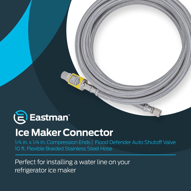Eastman Ice Maker Connector, 1/4 Inch Compression, Flood Defender Auto