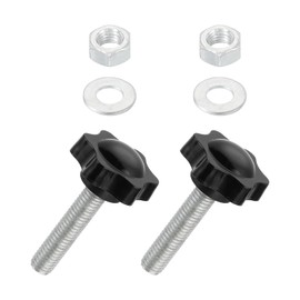 sourcing map 2Pcs M10 x 45mm Star Knobs, Plastic Hex Shaped Clamping Knob Screw Hand Knob Handle Replacement with Washer Nut for Umbrella Base Replacement Machinery