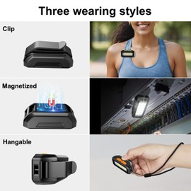 Suzii Clip on Rechargeable Night Running Lights for Runners Dog Walking, Waterproof Portable Magnetic Mini Handsfree Flashlight for Hiking, Cyclists,Jogging,Night Working, Camping, Outdoor Adventure
