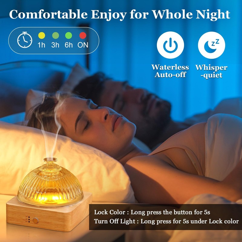 Lecdura Glass Essential Oil Diffuser with Glass Reservoir & Wood
