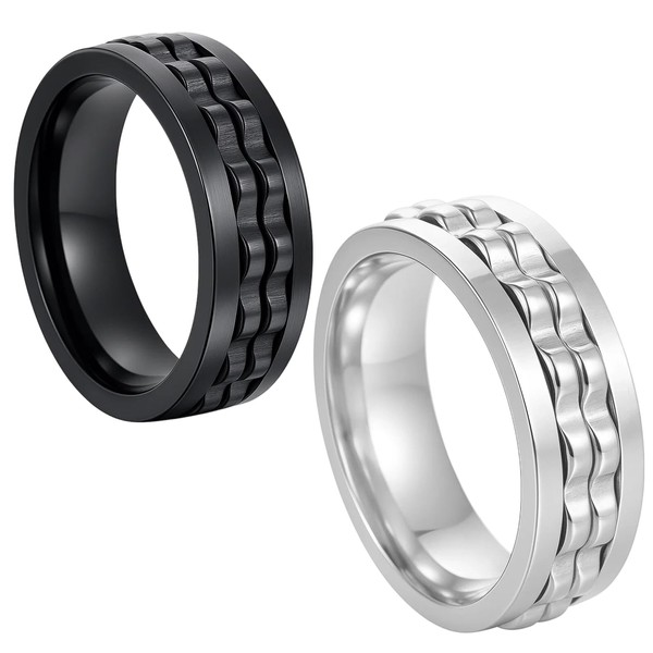 2 Stücks Fidget Ringe, Stress Relief Ringe, Delicate Spinner Ringe