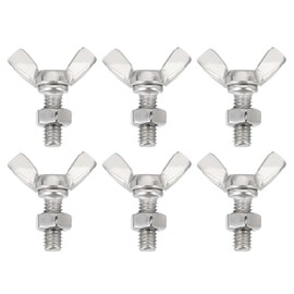 QUARKZMAN Pack of 6 M6-1x16 mm Wing Screws with 6 Nuts, Butterfly Screws Made of 304 Stainless Steel, Thumb Screws with Wing Screws