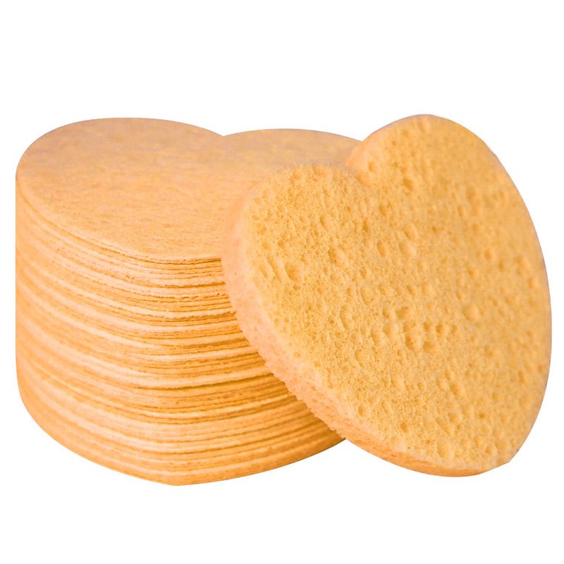 50-Count Facial Sponges Compressed Natural Cellulose Sponge Spunspon Heart Shape