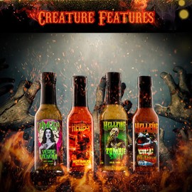 Hellfire Hot Sauce Gift Pack - Gourmet Hot Sauce Variety Pack With 4 Scary Flavors for Parties or Gifts (Four 5 oz. Bottles)