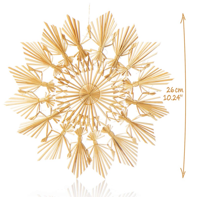 com-four® Straw Star Set - Natural Christmas Tree Hanging Decorations