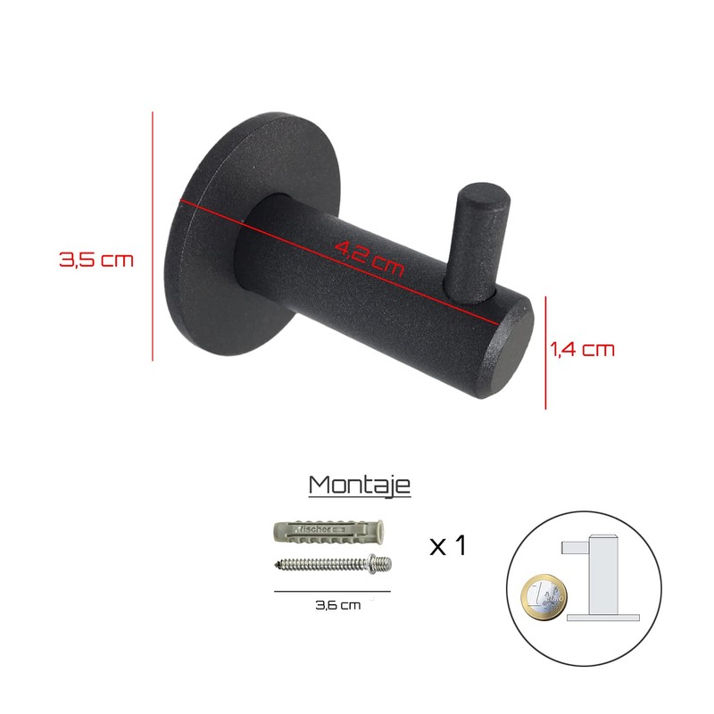 Kon-fort Home Grey Towel Hook, 2 Pack Bathroom Hangers Matte