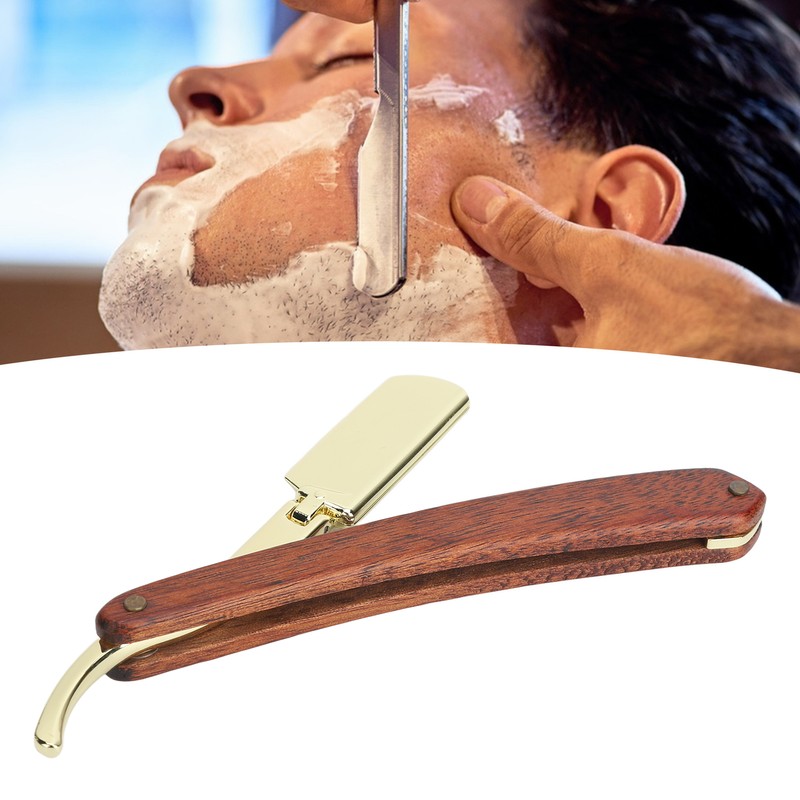 Foldable Beard Clipper Holder Wooden Handle Men Manual Beard Trimmer