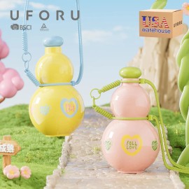 UFORU US Stock Children Fancy Cute Custom Water Bottles Drinking Bottle Plastic Kid Sports Water Bottle for Kids Schoolcolor: Pink, capacity: 11.2*11.2*20cm