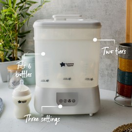 Tommee Tippee Steridryer Electric Steam Sterilizer and Dryer for Baby Bottles and Accessories, Kills Viruses* and 99.9% of Bacteria, White