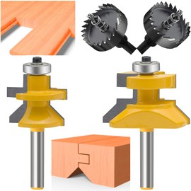 TAIWAIN 1/4 Inch Shank Router Bit Set 2 PCS Door&Drawer Front Edging Bits, Woodworking Milling Cutter Door Frame Tenon Router Bits Sets Cutter Wood Miter Carbide CNC(F-LEA)