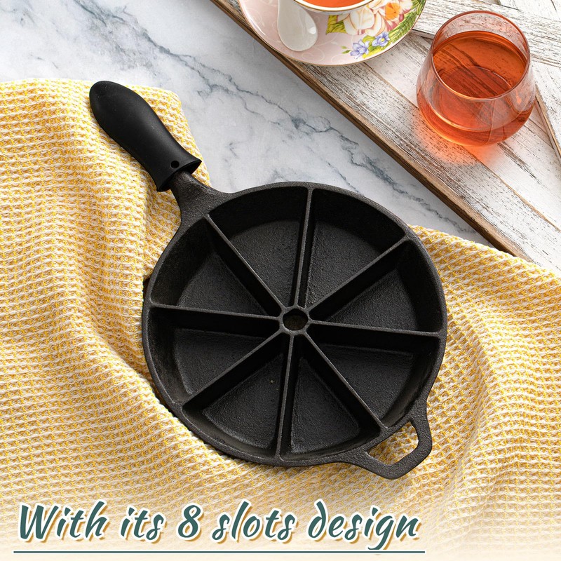 Havawish Cast Iron Wedge Pan with Black Silicone Hot Handle