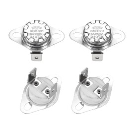 QUARKZMAN KSD301 Thermostat 210°C/410°F 16A Normally Open N.O Adjustable Snap Disc Temperature Switch for Microwaves, Ovens, Coffee Machines, Set of 4, Ceramic Material