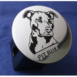 eVerHITCH Pit Bull Dog Metal Embossed Chrome Emblem on Metal Trailer Hitch Cover (Fits 2" Receivers, Pit Bull Chrome)