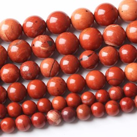 60PCS 6MM Red Jasper Stone Beads Round Loose Stone Beads for Jewelry Making DIY Energy Stone Healing Power Bracelet 15"