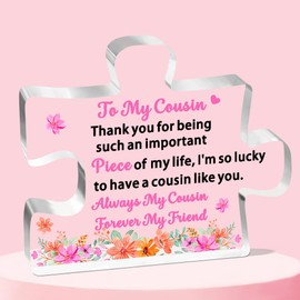 FMCC Cousin Gifts Cousin Gifts for Women Girls Cousin Birthday Gifts Female Acrylic Plaque Gifts for Cousin Christmas Graduation Gifts