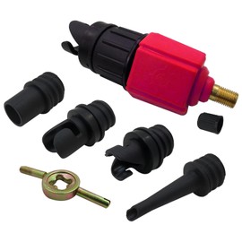 2025 Upgrade Inflatable SUP Pump Adaptor Compressor Paddle Board Pump Adapter for Inflatable Boat/Stand Up Paddle Board/Inflatable Bed/Surf Paddle Board, with 4 Air Valve Nozzles, Red
