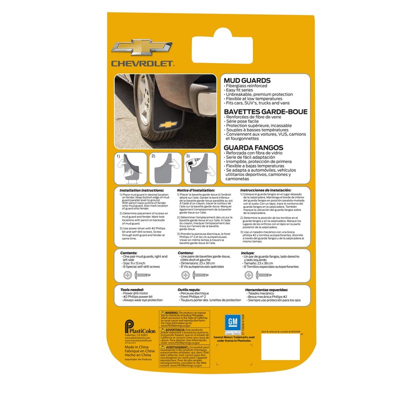 Plasticolor Chevy Gold Bowtie Easy Fit Mud Guard - Set