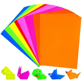 80 Sheets Fluorescent Coloured Cardstock - 8 Colours Art Crafts Construction Paper, A4 Size 65lb/180gsm Bright Colour Card Stock Paper for Printer, Cards Making, Invitations, Scrapbooking PAC07