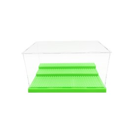 JDS Toy Store Acrylic Display Case (Green) for Minifigure & Action Figures Bricks|10 x 5.4 x 6.1 | 5mm Dustproof Case |Storage Gift for Children and Adults