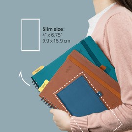 POPRUN 2026 Pocket Planner (Slim Size 4" x 6.75") Weekly and Monthly Calendar for Purse, with Hourly Time Slots, 100GSM Thick Paper, Spiral Soft Cover, Pen Holder - Night Sky Blue