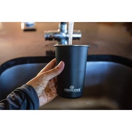 Stainless Steel Cup - Black, 475ml /16oz | Single Wall Stacking & Reusable Drinking Set| Anti Scratch, Non Slip, Non Fade & BPA Plastic Free | for Travel & Camping